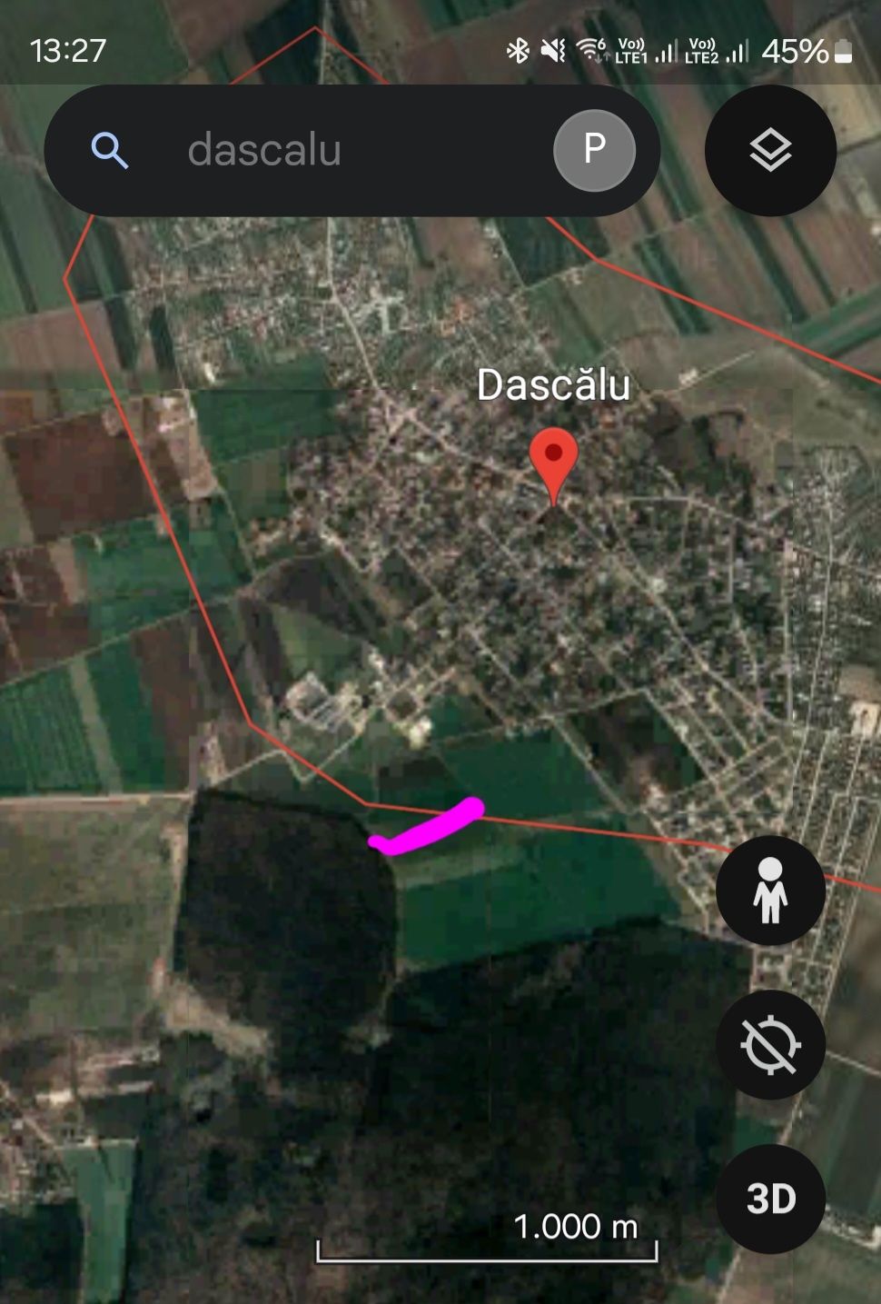 Vanzare teren Dascalu, 9000mp,.deschidere 32m, padure