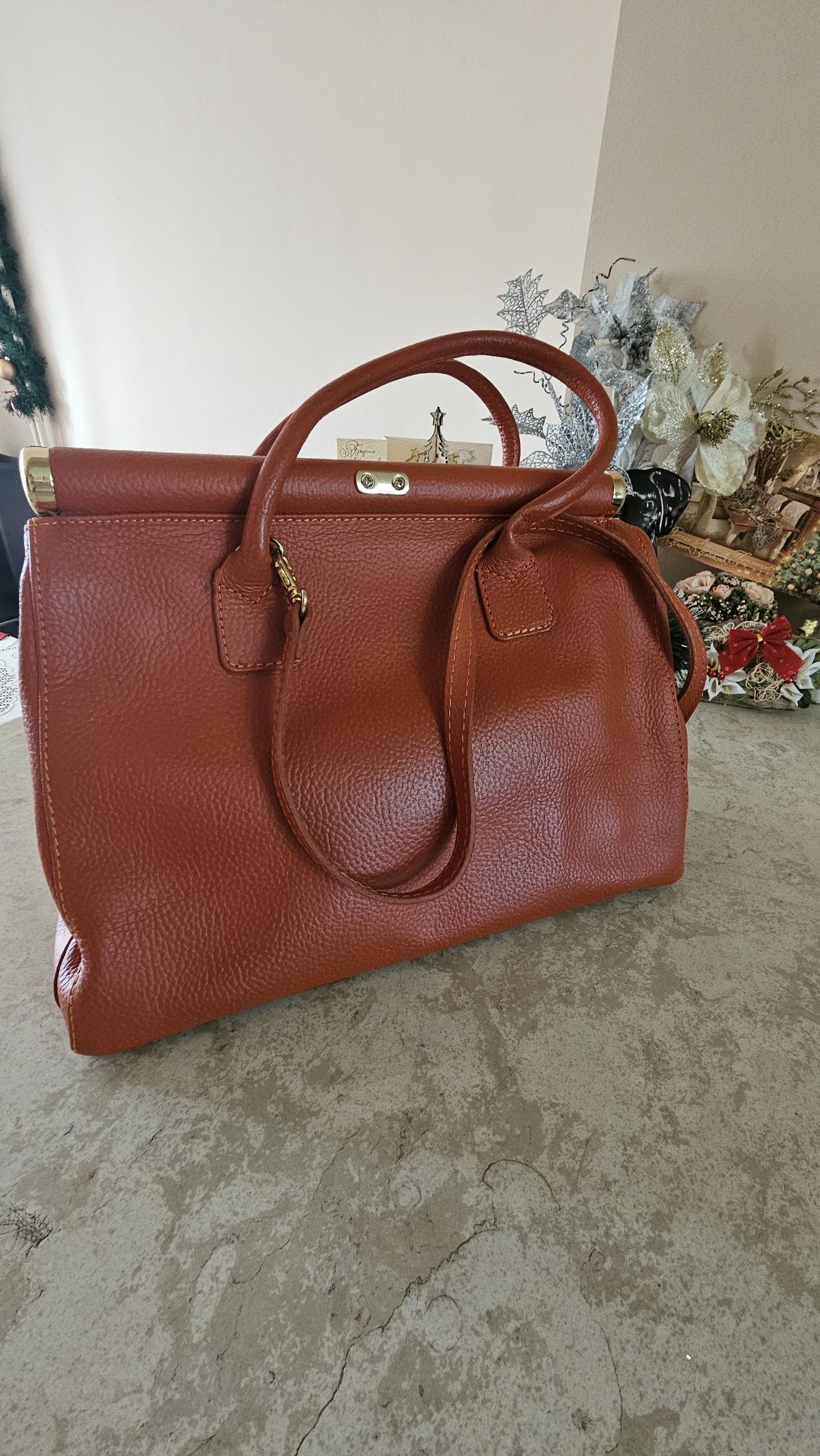 Чанта Aldo , Zara , оранжева естествена кожа , подарък Miss Sixty