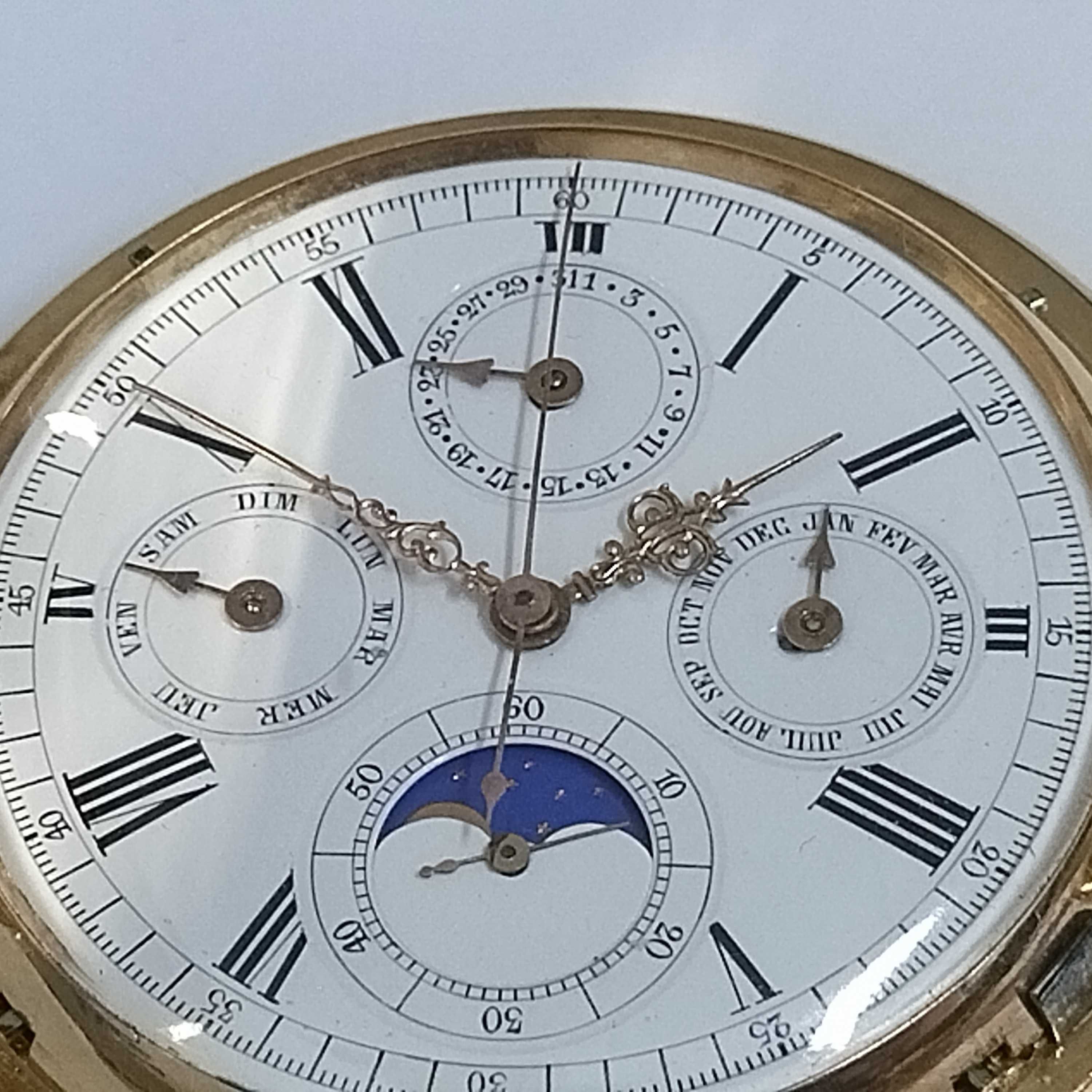 INVICTA Minute Repeater Pocket Watch, day/date, moonphase, chrono, 18k