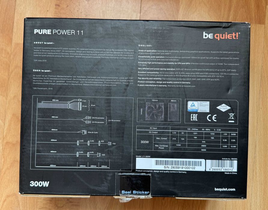 Sursa PC be quiet! Pure Power 11, 80+ Bronze, 300W