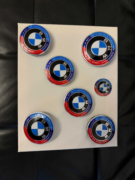 Set complet embleme premium aluminiu pentru capota jante volan BMW