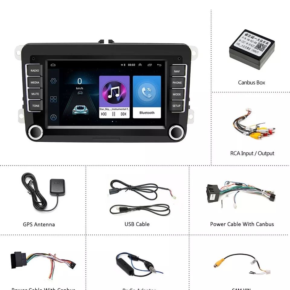Navigație cu android 2GB RAM pt vw golf 5/6 polo, jetta, seat, skoda