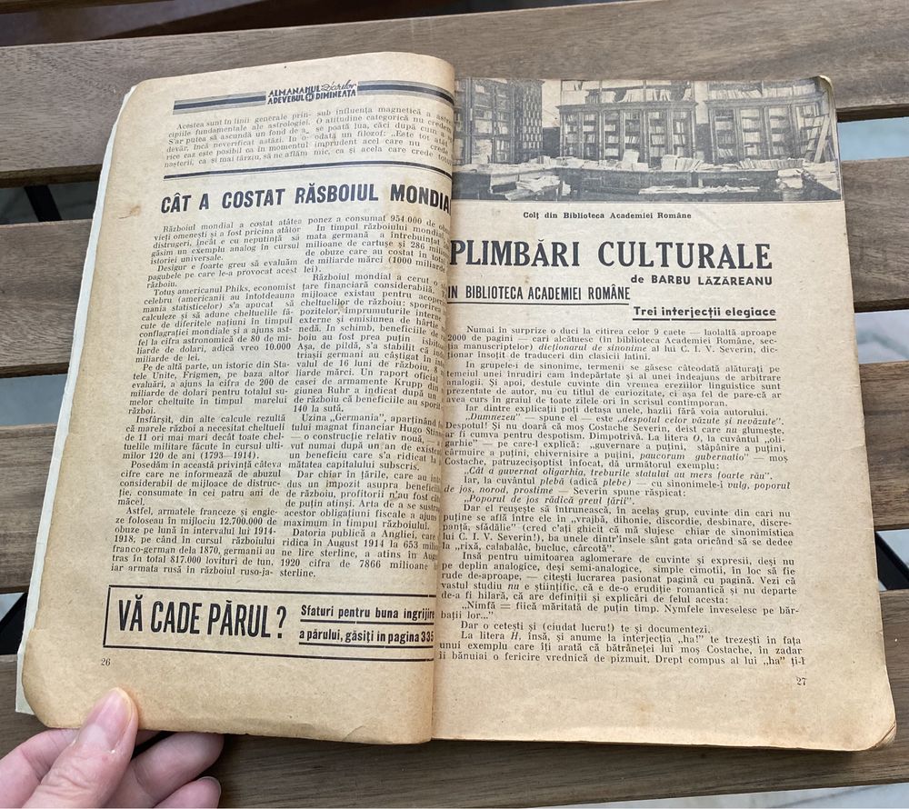 Almanah 1935, articole: zodii, costul războiului, televiziune, reclame