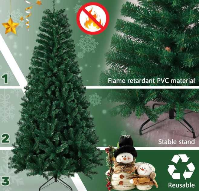 Brad artificial Leadyeah 180 cm, Verde, Crengi Dese, Suport Metalic