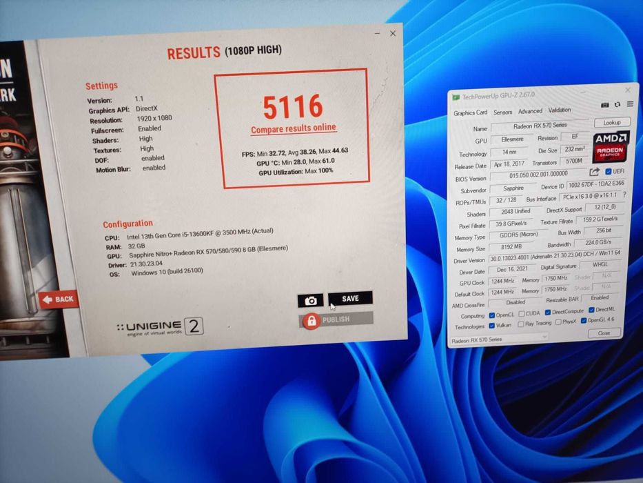 vand placa video rx570 8gb sapphire radeon nitro+ 256 biti ddr5