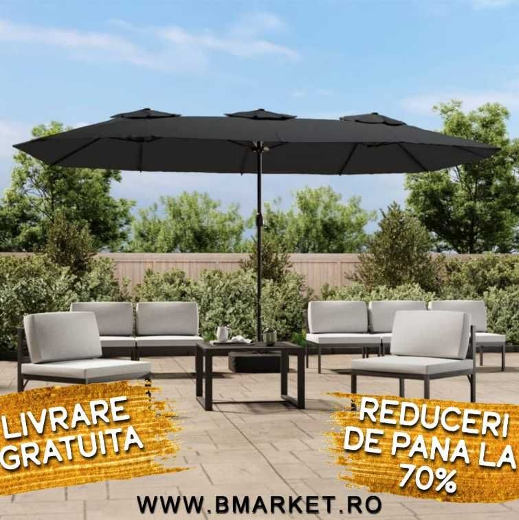 Umbrela de soare cu baza gradina/terasa 450×245 cm Gri Antracit BEXAR