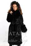 Кожух от алпака с косъм Амелия Black