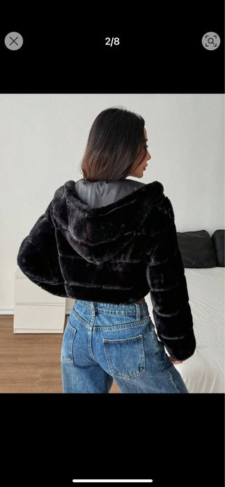 Пухкаво черно яке размер ХS