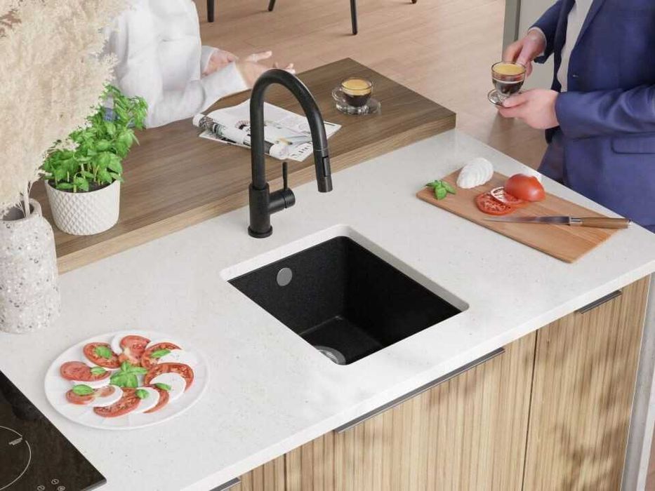 Графитна кухненска мивка за вграждане под плот Венеция 50 XL 460x440 м