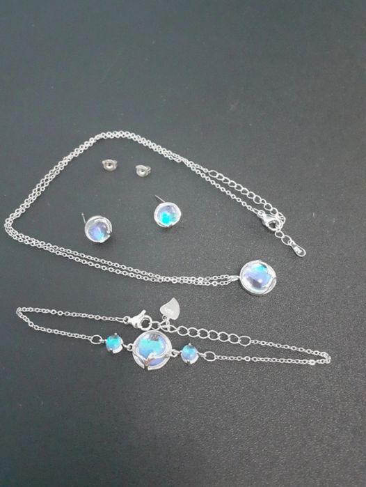 Set de bijuterii din cristale turcoaz din argint S 925