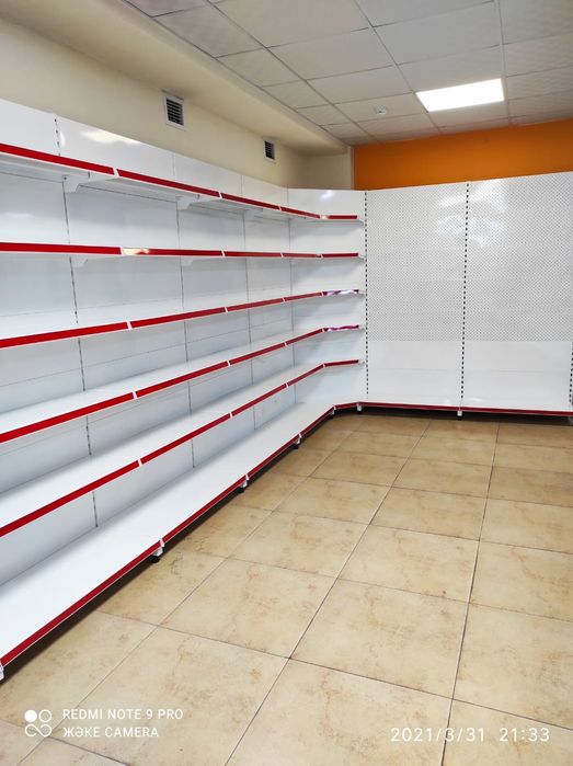 Стеллаж металлические полки для магазина и гаража витрины прилавки