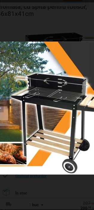 Gratar nou barbecue mobil cu spatiu depozitare