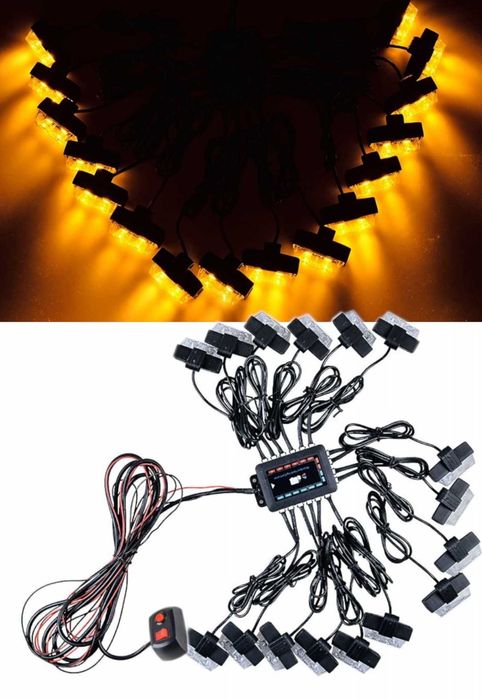 К-т 16 Бр Диодна Аварийна Блиц Мигаща Светлина Пътна Помощ С Контролер