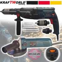 Перфоратор 1600W + Ъглошлайф 1200W KRAFT WORLD Флекс и Бормашина