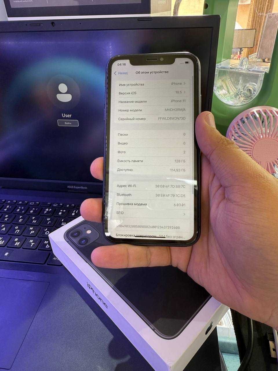 iPhone 11  128 gb Yomkost : 89% Karobka bor  1 ta sim 1ta esim