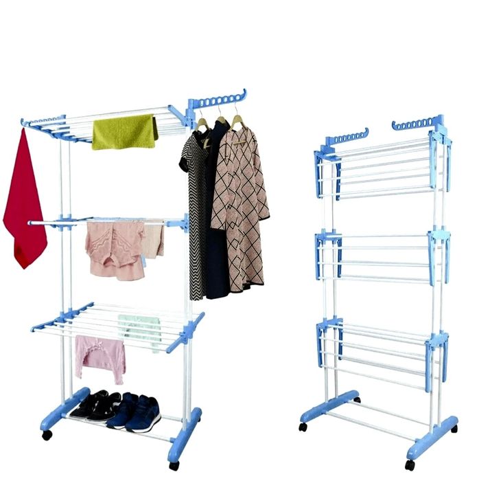 Uscator pentru rufe pliabil cu 3 nivele și 2 suporți pentru umerase