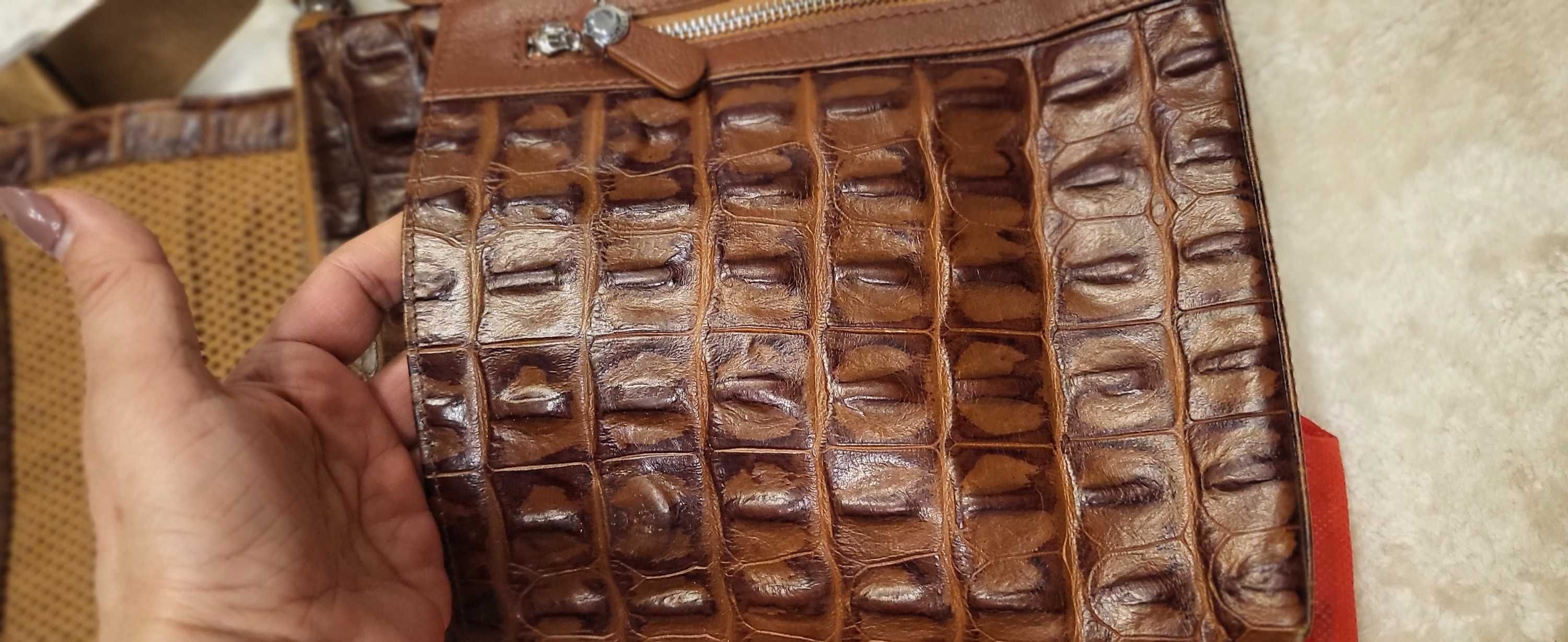 Borseta/geanta piele naturala Aligator pentru barbati EMINSA
