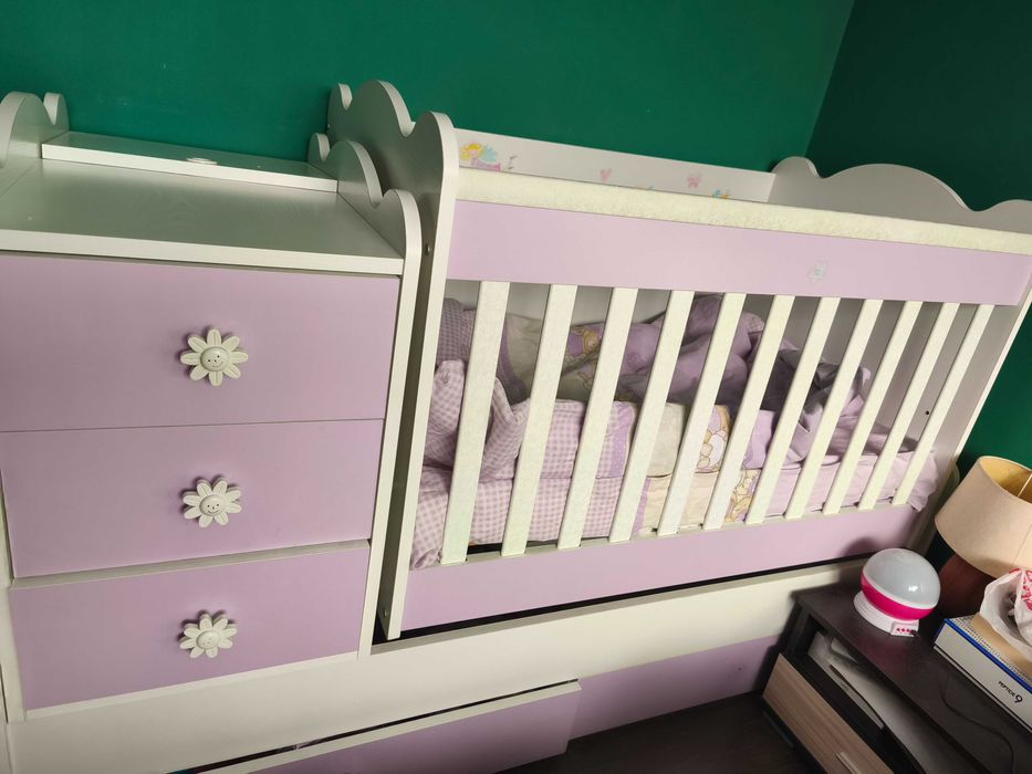 Детска кошара трансформираща се в юношеско легло с бюро с вкл.матраци