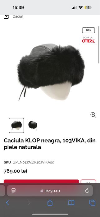 Pălărie din piele naturală și blană de vulpe