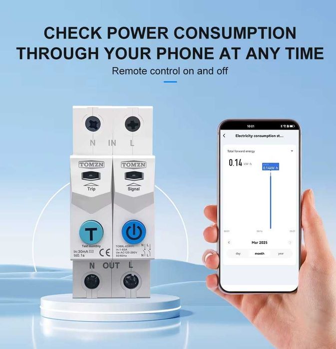 Tuya 1-63A Tomzn 2P WIFI смартметър