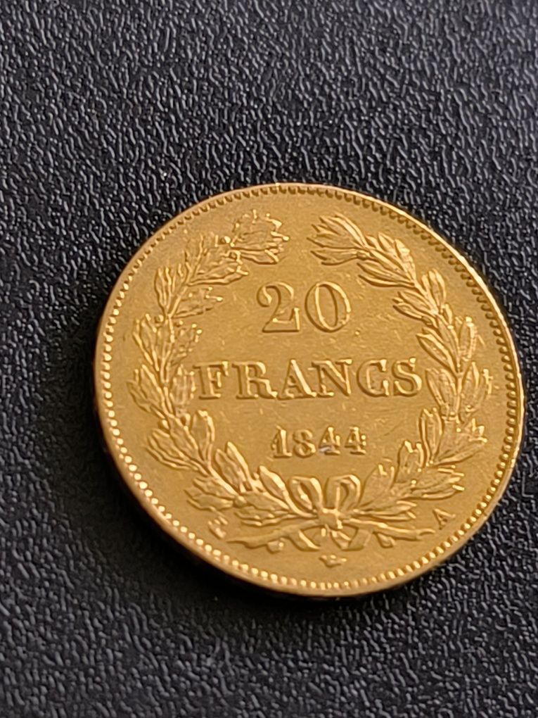 20 франка 1844 год, Луи -Филип I, злато 6.45 гр,900/1000 (21.6 к)