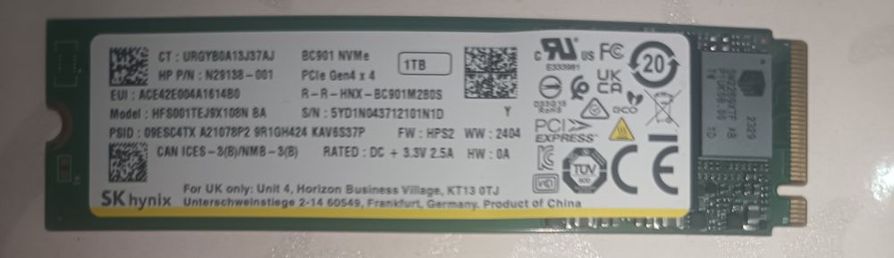 HP ssd m2 Sk Hynix 1tb
