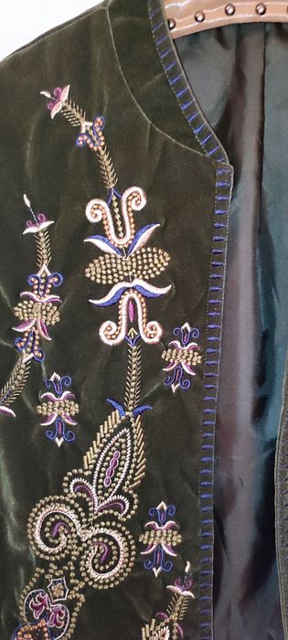 Blazer/sacou catifea fină Verde olive,  handmade, mărime M, oversize,