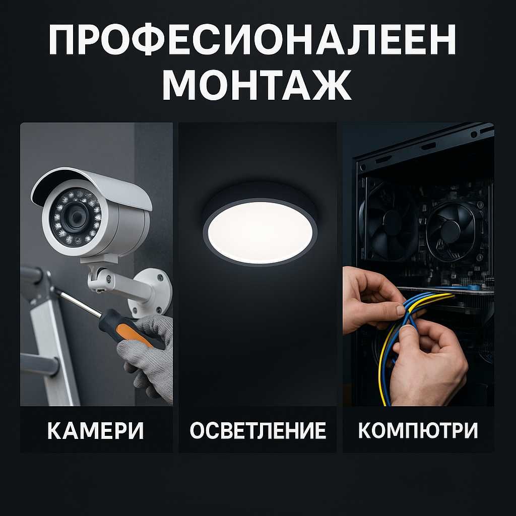 Професионален монтаж на камери, осветление, компютри - Варна и региона
