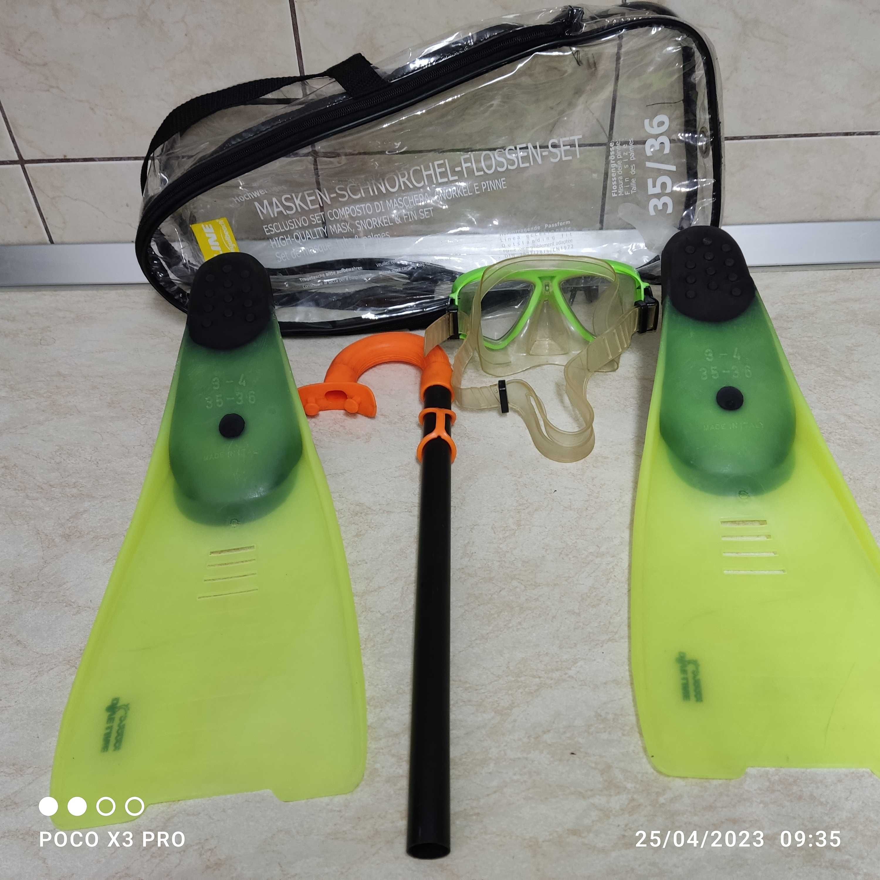 Labe inot Dive Line + ochelari+ tub  marimea 35-36