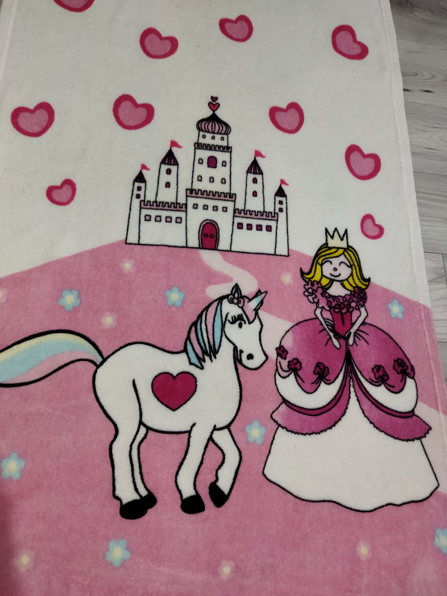 Prosop de baie și plajă pufos cu prințesa castel și unicorn coccolino