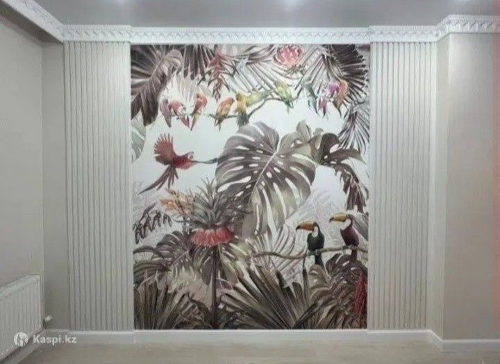 Поклейка обоев, галтели, плинтуса и молдинг.