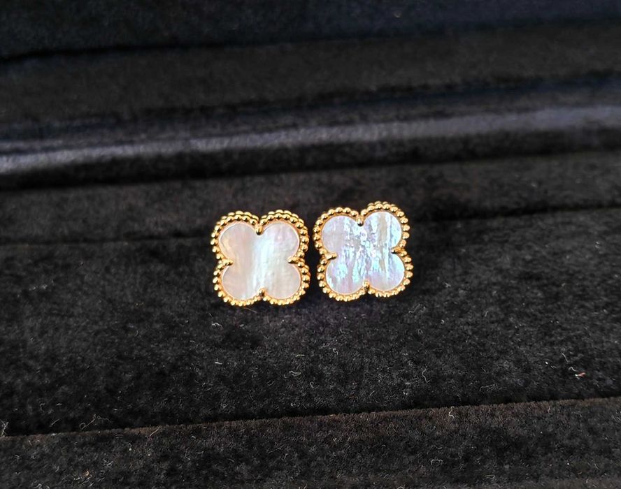 Розови обеци с черен оникс - Van Cleef & Arpels VCA Vintage Alhambra