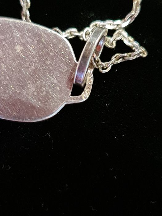 N Superb lant pandantiv argint 925 Germania,zodia gemeni,sticla topita