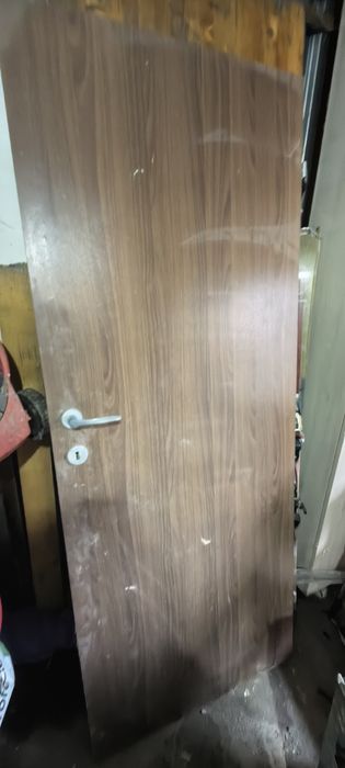 Ușă cu toc și fețe decorative – maro, 197x77 cm