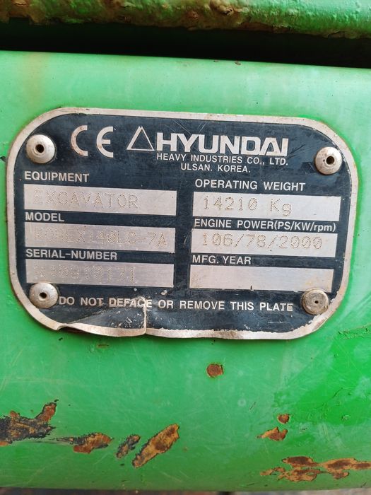 Excavator pe senile Hyundai robex 140