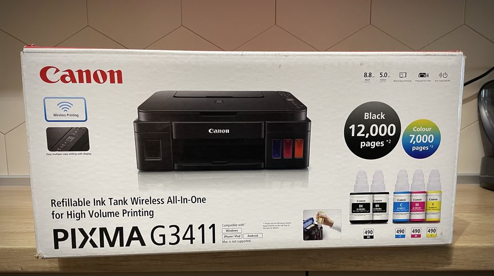Цветен принтер Canon Pixma G3411 + консумативи