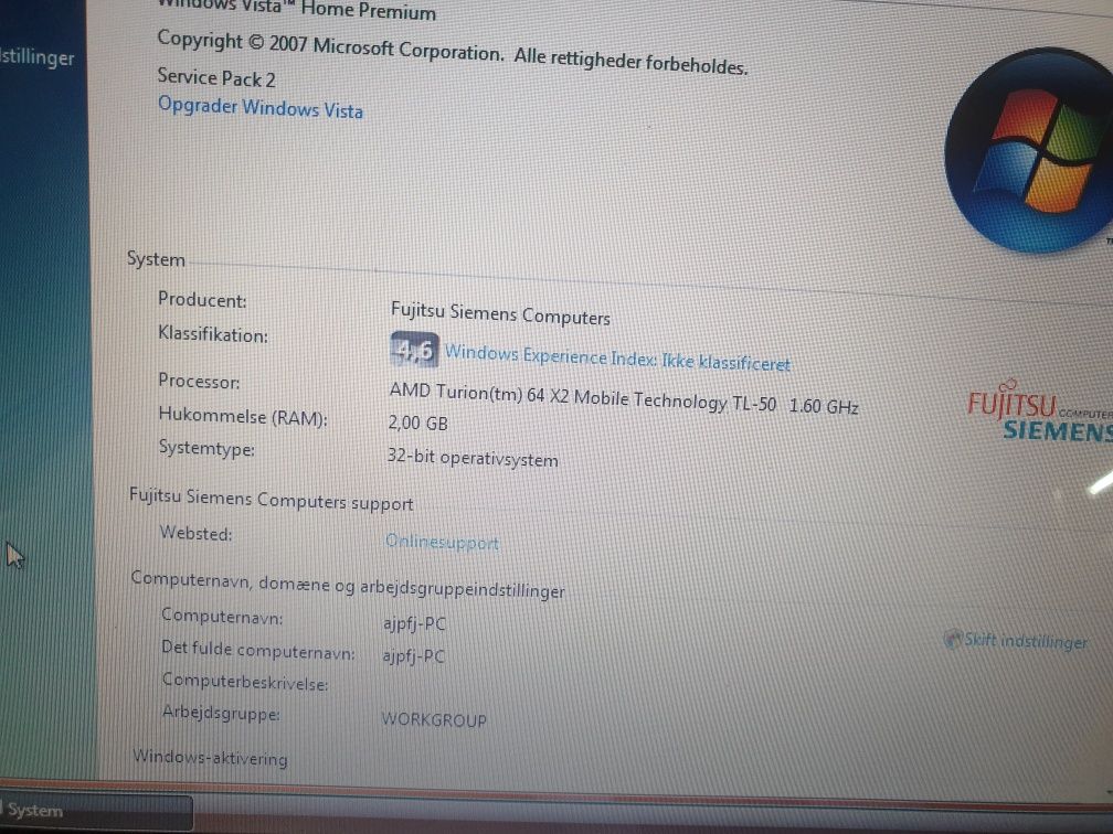 Laptop fujitsu siemens ecran 17"