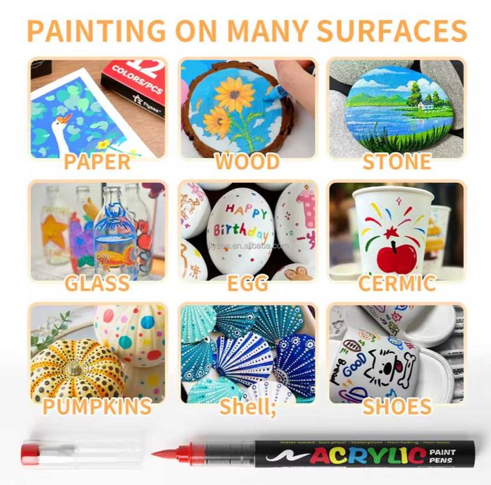 Уникални Акрилни Четкови Маркери за Рисуване и Боядисване в 6 модела