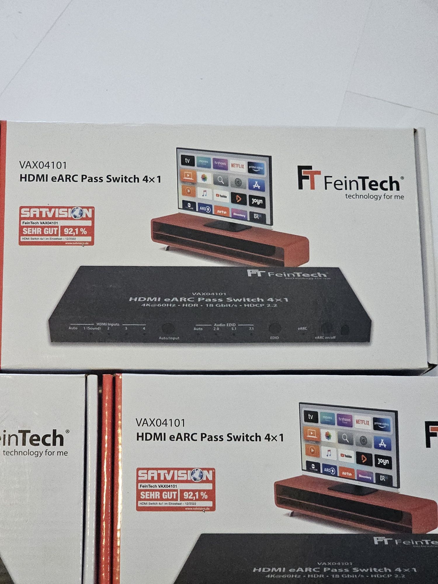 FeinTech VAX04101 Switch HDMI eARC Pass 4x1 pentru 3 playere media,noi