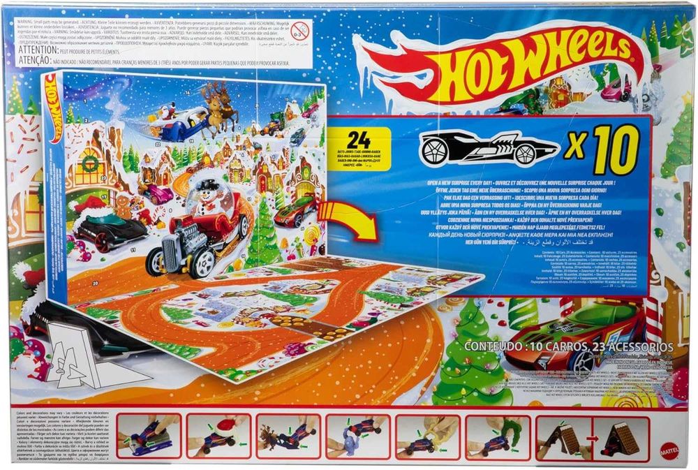 Коледен Календар Hot Wheels 10 коли Хот Уилс 14 аксесоара Адвент
