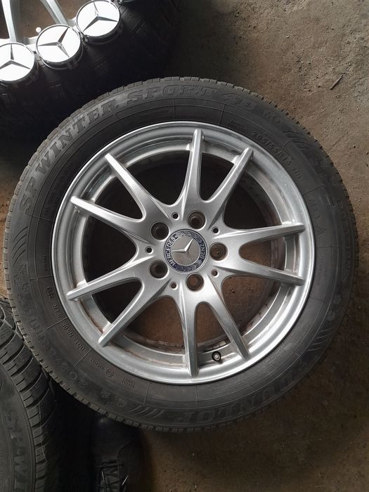 Set 4 Jante Originale Mercedes pe R16 ca NOI cu Anvelope 205-55-16 M+S