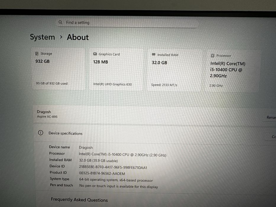 Acer XC-895 32Gb RAM, 1TB