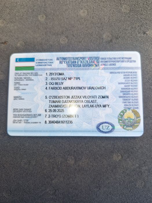 Исузу 5 тн лик.холати аъло