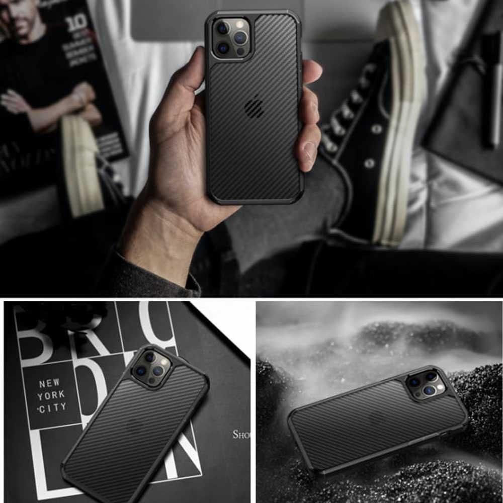 Husa pentru iPhone 15 Pro Max, Techsuit Carbon Fuse - Black