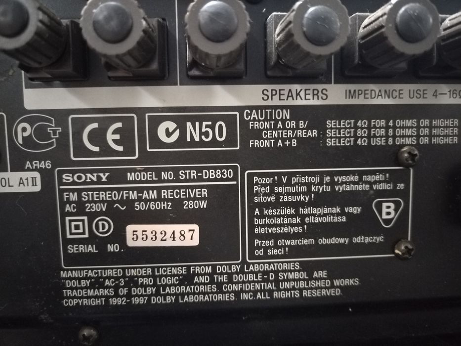 Sony str-db830 defect