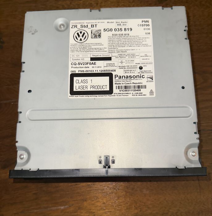 Sistem multimedia original Volkswagen – model MIB Std BT (Panasonic)