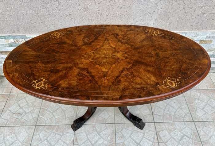 Eleganta masa ovala in stil victorian-intarsii-marchetarie-Spania