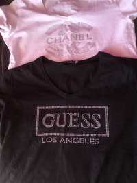 Тениски бяла и черна за М или Л Guess  и Shanel