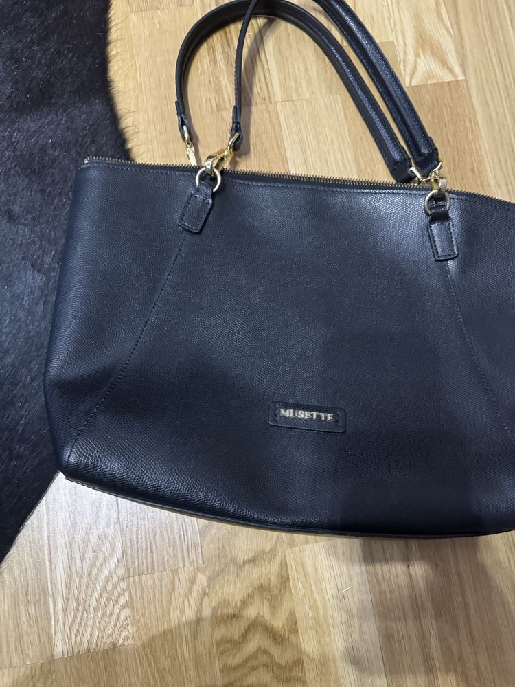 Geanta piele neagra Musette