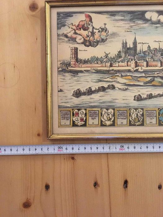 tablou Colonia Agripina Teutsch Köln Germania harta gravura veche